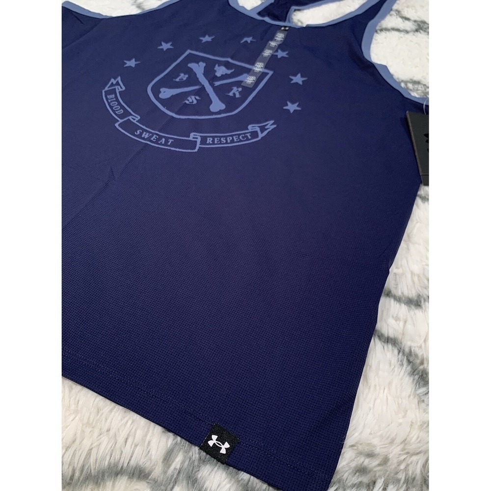 UNDER ARMOUR Project Rock Gym Tank Shirt Navy Blue Men's M *NEW* 1380109-410 $55 - Picture 6 of 9